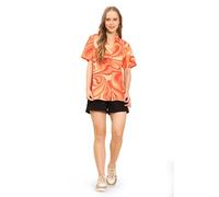 ENCIGER Womens Casual Shirt Soft Beach Shirts Floral Tropic Print V Neck T-Shirt Short Sleeve Button Up Tops (WMS1_Orange Red_M)