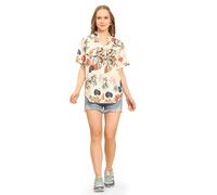 ENCIGER Womens Casual Shirt Soft Beach Shirts Floral Tropic Print V Neck T-Shirt Short Sleeve Button Up Tops (WMS1_Cream_XL)