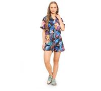 ENCIGER Womens Printed Casual Shirts and Shorts Set 2-Piece Co Ord Set for Women Vacation Outfit (WMSS1_Black Blue_M)