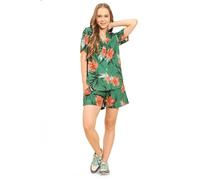 ENCIGER Womens Printed Casual Shirts and Shorts Set 2-Piece Co Ord Set for Women Vacation Outfit (WMSS1_Green Brown_S)