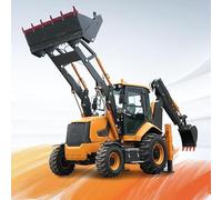 Enclosed Cab Backhoe Loader - Wheel Tractor Excavator Mini Backhoe Loader 4x4 Backhoe Earth-Moving Machinery for Land Clearing Snow Plowing Quarry Work