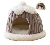Enclosed Cat Bed Cozy Pumpkin Shaped Cat Cave Bed with Warm Lock for Small Pets (Grey)