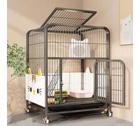 Enclosed Cat Cage with Thickened Square Tube, Multiple Levels, Easy Move Wheels for Indoor Pets