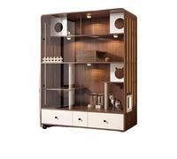 Enclosed Cat Condo Cat Cage Home Double-decker Villa Indoor Closed Wooden House(Multi-colored)