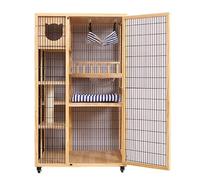 Enclosed Cat Condo Cat Villa Wood Cage Extra Large Pet Home Indoor Three Floors And Four Free Space