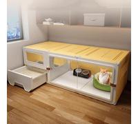 Enclosed Cat Condo with Litter Box, Multi-Feature Indoor Enclosure for Cats, Ventilated Space Solution