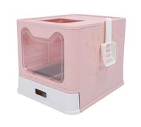 Enclosed Cat Litter Box, Drawer Style Stainless Steel Foldable Odor Proof Anti Splashing Litter Pan Tray with Scoop 360° Leakproof Inclined Inside Top Holes for Indoor Cats Kittens