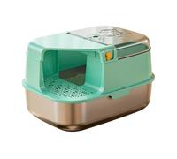 Enclosed Cat Litter Box for Large Cats, Non-Sticky Splash Protection, Stainless Steel Litter Tray