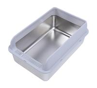 Enclosed Cat Litter Box Stainless Steel with Lid, Extra Large Litter Box for Big Cats, Metal Litter Box High Sided, Non Sticky, with Scoop, Anti Slip Mat (S 1600ML)