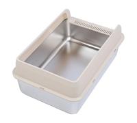 Enclosed Cat Litter Box Stainless Steel with Lid, Extra Large Litter Box for Big Cats, Metal Litter Box High Sided, Non Sticky, with Scoop, Anti Slip Mat (S 1600ML)