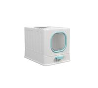 Enclosed Cat Litter Box with Lid & Drawer Design Front Entry Top Exit Kitty Litter Tray Easy Cleaning(Blu)