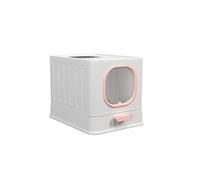 Enclosed Cat Litter Box with Lid & Drawer Design Front Entry Top Exit Kitty Litter Tray Easy Cleaning(Rose)