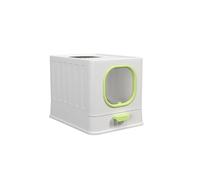 Enclosed Cat Litter Box with Lid & Drawer Design Front Entry Top Exit Kitty Litter Tray Easy Cleaning Litter Tray(Grn)