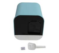 Enclosed Cat Litter Box with Odor Management | Large Hooded Litter Box for Multiple Cats | Drawer Type Cat Toilet with Scoop & Carbon Screen (Blue)