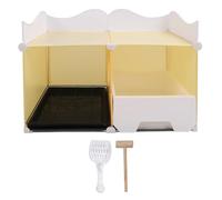 Enclosed Cat Litter Box with Splash Proof Drawer, Covered Kitty Potty Pan with Detachable Lid and Litter Control Mat for Indoor Cats, Large Plastic Hidden Litter Box (Yellow)