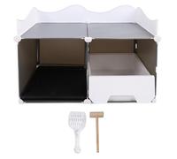 Enclosed Cat Litter Box with Splash Proof Drawer, Hidden Kitty Potty Pan, Covered Cat Toilet with Detachable Lid and Litter Control Mat, Large Size for Indoor Cats, Odor - Free Pla (Grey)