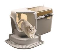 Enclosed Cat Litter Boxes Corridor, L-shaped Corridor Design Covered Cat Litter Box with Scoop Anti-scratch & Rust-proof Metal Box for Pet Supplies