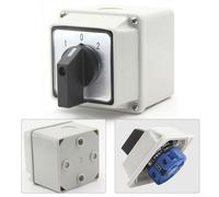 Enclosed Changeover Switch 3 Position 4 Terminals 20A 380V with Silver Alloy Contact Material, IP65 Protection, and Galvanized Copper Components for Motor Control