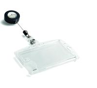 Durable Dual ID Security Badge Pass Holder Retractable Reel Clear (Pack of 10)