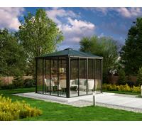 Enclosed Gazebo 3x3m Grey Structure and Hybrid Panels Garden Chalet Ledro