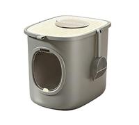 Enclosed Litter Tray, Portable Cat Ltter Box with Lid, Fully Enclosed Cat Litter Box for Shy Or Nervous Cats Sturdy Space Saving(Grey)