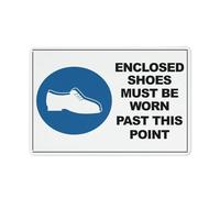 Enclosed Shoes Must Be Worn Past This Point Sign 12 X 8 Inches Reflective Aluminum Metal Warning Signage With Symbol For Indoor Outdoor Use