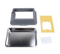 Enclosed Stainless Steel Cat Litter Box with Lid, Top Entry & High Sided Anti Leakage Litter Pan, Rust Proof Non Sticky Stainless Steel Kitty Litter Box for Large Cats (Grey and Yellow)