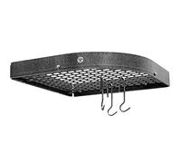 Enclume PR7A HS Large 16" Corner Wall Pot Rack w 12 Hooks Hammered Steel, Alloy, Solid Black