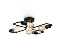 ENCOFT Sputnik Ceiling Light 4 Lights Black Chandelier Semi-Flush Mount E27 Vintage Ceiling Light for Living Room Bedroom Dining Room Kitchen