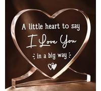 Encoink I Love You Gifts for Her Him, Heart-Shaped Acrylic Desk Decor Plaque, Gifts for Girlfriend Boyfriend, Romantic Wedding Anniversary Valentine Birthday Present for Wife, Husband, Fiance