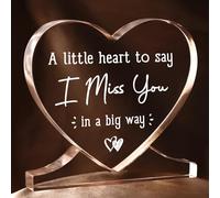 Encoink Long Distance Relationship Gifts for Girlfriend, Boyfriend, I Miss You Gifts for Her, Him, Heart-Shaped Acrylic Desk Decor Plaque,Boyfriend Girlfriend Birthday Gift