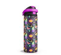 ENCOOL Halloween Gothic Water Bottle with Straw, Stainless Steel Insulated Water Bottle,Leak Proof, One-Touch Flip Lid, BPA Free, Holiday Gifts For Women Men, 24oz, Meowgic Night