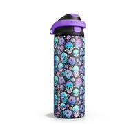 ENCOOL Halloween Gothic Water Bottle with Straw, Stainless Steel Insulated Water Bottle,Leak Proof, One-Touch Flip Lid, BPA Free, Holiday Gifts For Women Men, 24oz, Floral Afterlife