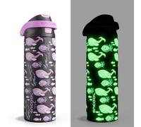 ENCOOL Leakproof Insulated Water Bottle with Straw Dual-Sip Water Bottle Bag-Safe Design for Work, Commute & Gym - Keeps Drinks Cold All Day, 24 oz, Neon Whale
