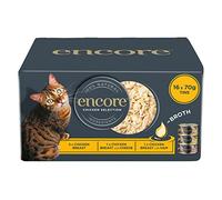 Encore 100% Natural Adult Wet Cat Food, Chicken Selection in Broth, 70g Tin (Pack of 16)