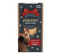 Encore 100% Natural Cat Treat Loins - Festive Variety, Grain Free (Tuna, Mackerel & Chicken with Rosemary) Pack of 3 × 30 g