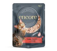 Encore 100% Natural Wet Cat Food Pouch, Succulent Tuna with Pacific Crab in Broth 70g Pouch (16 x 70g Pouches)