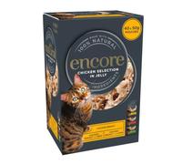 Encore 100% Natural Wet Cat Food Pouches, Chicken Selection in Jelly, 20 x 50g - Adult Cat Complementary Wet Food