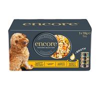 Encore 100 Percent Natural Adult Wet Dog Food, Chicken and Fish Selection Multipack in Broth 156g Tin (5 x 156g Tins)