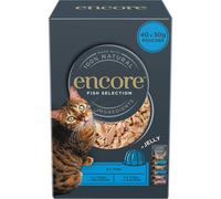 Encore 100 Percent Natural Wet Cat Food, Multipack Fish Selection in Jelly Pouch, 50g (Pack of 40 Pouches)