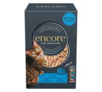Encore 100 Percent Natural Wet Cat Food, Multipack Fish Selection in Jelly Pouch, 50g (Pack of 40 Pouches)
