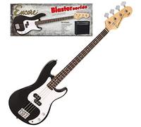 Encore Blaster E40 Bass Guitar Pack - Gloss Black | Includes Guitar, Bag, Strap, Tuner, Amp and Accessories | Lightweight Solid Paulownia Body |Online Lessons Included | Perfect Beginner Bass Guitar