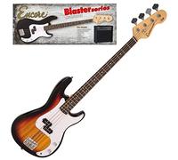 Encore Blaster E40 Bass Guitar Pack - Sunburst | Includes Guitar, Bag, Strap, Tuner, Amp and Accessories | Lightweight Solid Paulownia Body | Online Lessons Included | Perfect Beginner Bass Guitar