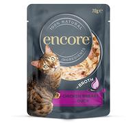 Encore Bolsitas de Comida Húmeda Para Gatos - Pack of 16 Latas of 70g of Pollo Con Pato en Caldo