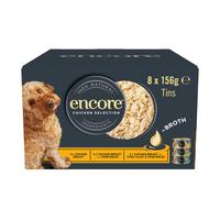 Encore 100% Natural Adult Wet Dog Food, Chicken Selection Multipack in Broth 156g Tin (8 x 156g Tins)