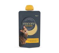 Encore Natural Bone Broth Chicken for Cats, 8x85g Cat Soup Supports Joints, Digestion and Hydration, High in Collagen, Chicken in Spout Pouch