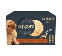 Encore 100% Natural Wet Dog Food, Multipack Meat Selection in Gravy 8 x 156 g Tin,