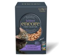 Encore Natural Wet Kitten Food, Multipack Chicken and Tuna in Jelly 50g Pouch (5x50g)