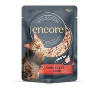 Encore 100% Natural Wet Cat Food Pouch, Succulent Tuna with Pacific Crab in Broth 70g Pouch (16 x 70g Pouches)
