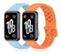 ENCorrea 2 Pieces Strap Compatible with Huawei Band 10/Huawei Band 9/Huawei Band 8, Light Blue, Orange, 1